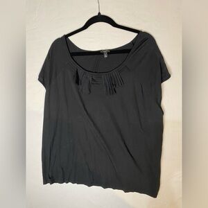 Talbots Black Pleated Short Sleeve Top